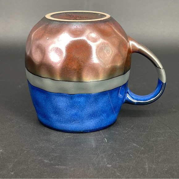 Potter's Corner Jayde Dip Royal Blue Dye Coffee Mug Hammered Bulb 16oz - Picture 8 of 10